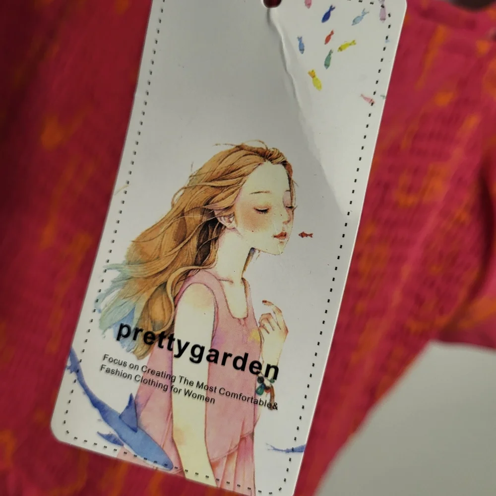 Pretty Garden New With Tags Orange & Fuchsia Floral Maxi Dress Pullover L–XL - Picture 9 of 12